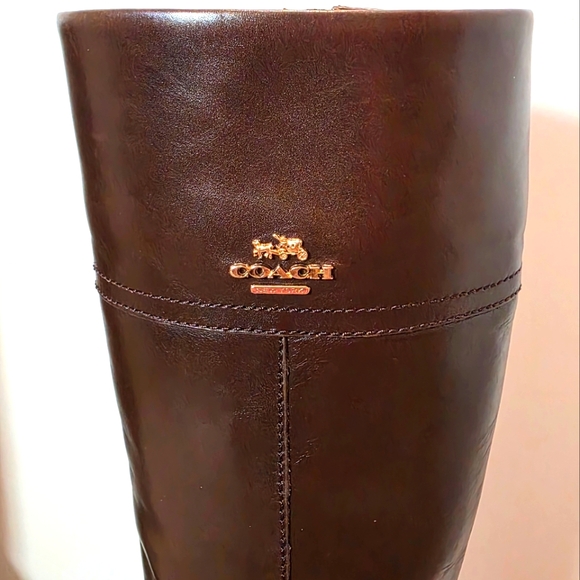 Coach Knee High Brown Leather Boots 7.5B - Picture 14 of 16